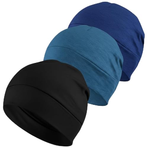 Image of SATKARTAR Cotton Lycra Beanie Skull Cap | Soft, Stretchable Sleep Hat & Helmet Liner | Ideal for Biking, Cycling & Sports - Unisex
