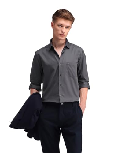 Image of Arrow Solid Slim Fit Mens Formal Shirt - 100% Cotton, Breathable & Comfortable, Full Sleeves Shirts for Men
