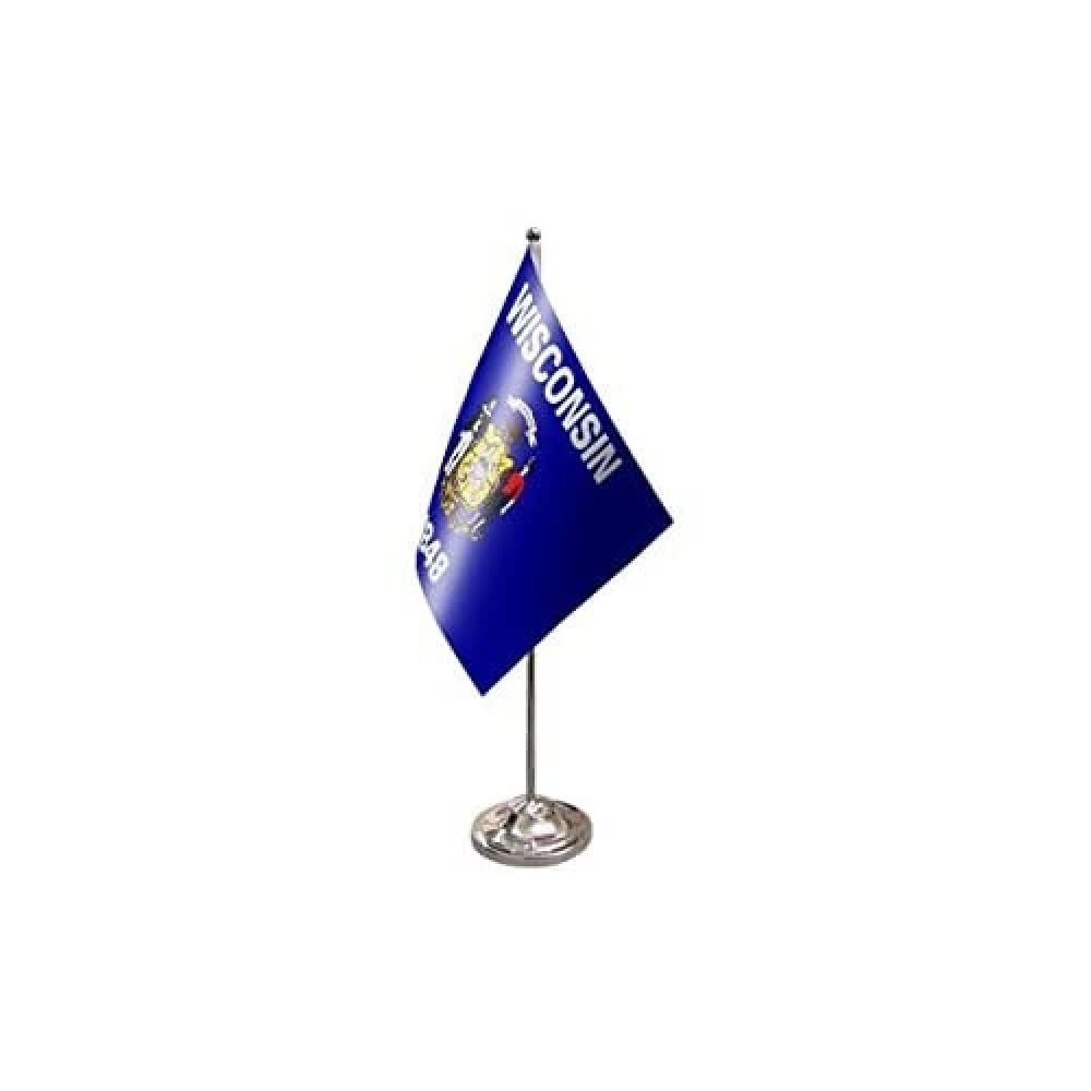 AZ FLAG Wisconsin Prestige Table Flag 6'' x 9'', US state of Wisconsin Office Decoration 100% Satin 22 x 15 cm