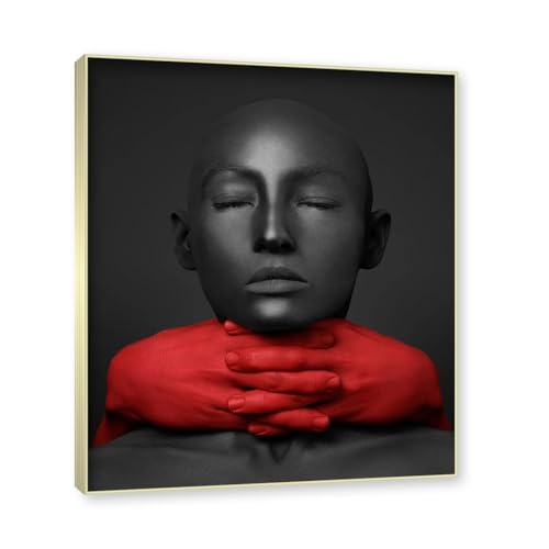 Affiches Imprime Art Mural JZSDGB Cadre Or Champagne Femme Africaine