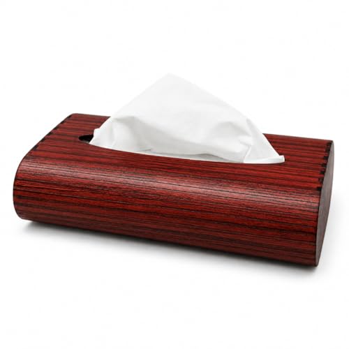 Image of Zesta Wooden Tissue Holder Dining Table Decor | Napkin Stand Kitchen Countertop | Paper Dispenser Case Car Interior | Decorative Wooden Artifact Home Accessory Organizer (Cherry Wood)