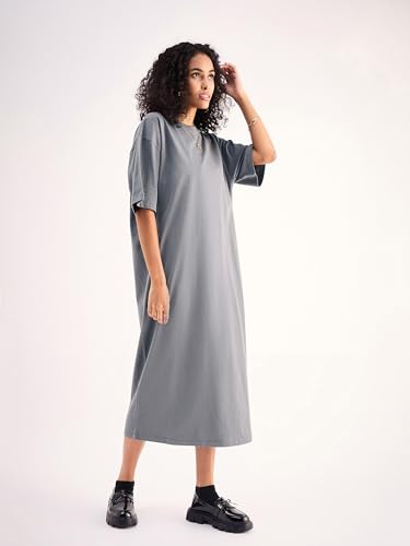Image of SASSAFRAS Women Grey Oversized T-Shirt Dress -XS