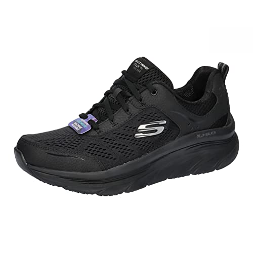 Skechers D'lux Walker Infinite Motion, Zapatillas Mujer, Black Leather Mesh Trim, 36.5 EU
