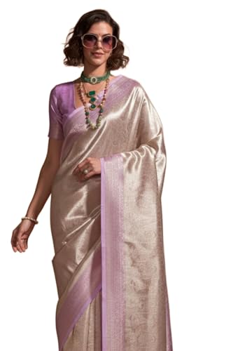 Image of SWORNOF Women's Banarasi silk Saree With Unstitched Blouse Piece