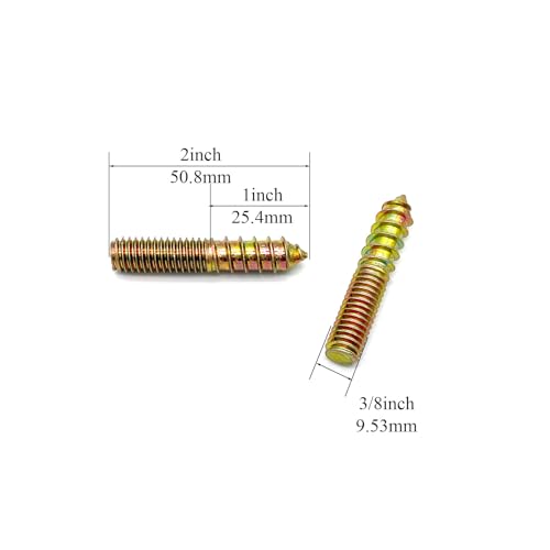 Image of 10 Pack 3 /8-16 x 2 Inch Hanger Bolts Double Headed Bolts for Furniture Screws 50.8mm Length