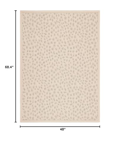 Tapete decorativo rectangular beige y dorado 4 x 5'7" miniatura 2