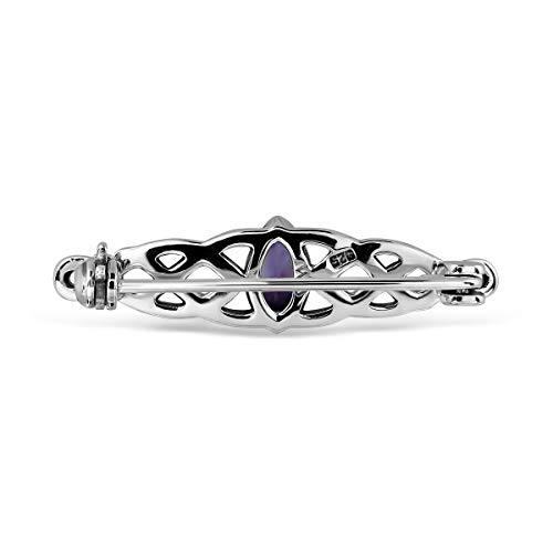 Broche celtique double trinité en argent 925 et améthyste de style artisanal - 2