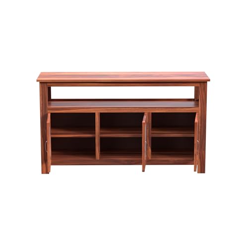 AMAZART FURNITURE Solid Sheesham Wood Sideboard Cabinet for Living Room | Wooden Crockery Cabinet with 3 Acrylic Glass Door | Kitchen Display Unit | 3 Acrylic Glass Doors & 1 Shelf | Honey Finish