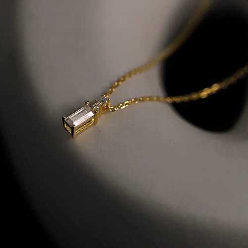 Collier plaqué zircon brillant S925 petit carré diamant