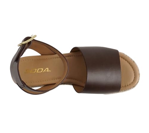 Image of Soda Topic Open Toe Buckle Ankle Strap Espadrilles Flatform Wedge Casual Sandal