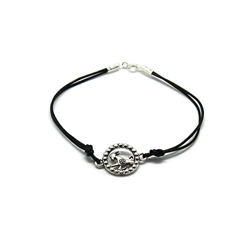 Bracelet Capricorne argent 925 et cuir B000237 cadeau anniversaire