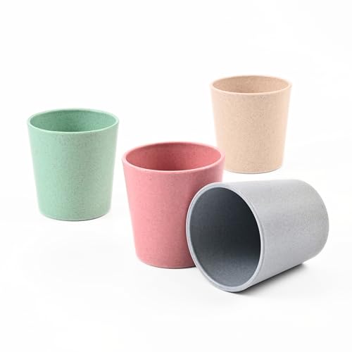 Image of Eha Earth-Friendly Unbreakable Drinking Glass Set of 4 for Water and Juice | 180 ml Each | Tumblers for Kids Made with Rice Husk Biocomposite| Microwave Safe | for Hot & Cold | Multicolor