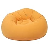 PAMINGONO Sofá Inflable Tipo Puff Flocado Naranja Portátil y Plegable para Adultos Resistente al Agua Asiento para Camping Playa Piscina y Picnic al Aire Libre