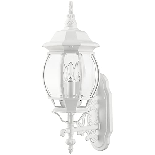 Image of Livex Lighting 7524-13 7524-03 Outdoor Wall Lantern, White, 8.25 x 22 | Dimensions: 8.25 x 22