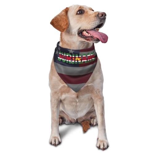 Suriname Flag Surinamese Text Word Art Triangle Dog Bandana Scarf Accessories for Pet Bibs