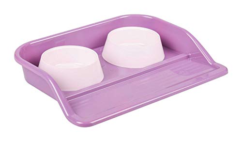 Futternapf Set 2 x 300ml Fressnapf aus Kunststoff mit Unterlage Wassernapf Futterschüssel Katze Hund Wasser Napfset Fütterung Futterschale