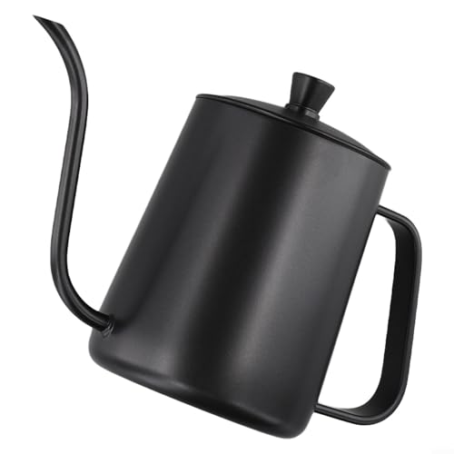 Cafetera de goteo manual con boquilla estrecha de acero inoxidable disponible en capacidades de 350 ml y 600 ml (negro, 600 ml)