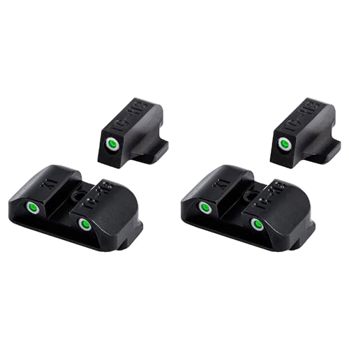 TRUGLO Tritium Front and Rear Handgun Night Sights with White Rings and Glowing Green Dots Compatible with Springfield XD