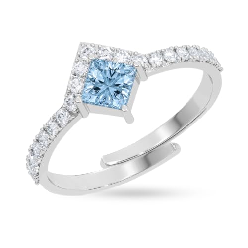 Image of Clara 925 Sterling Silver Blue Zirconia Adjustable Ring for Women
