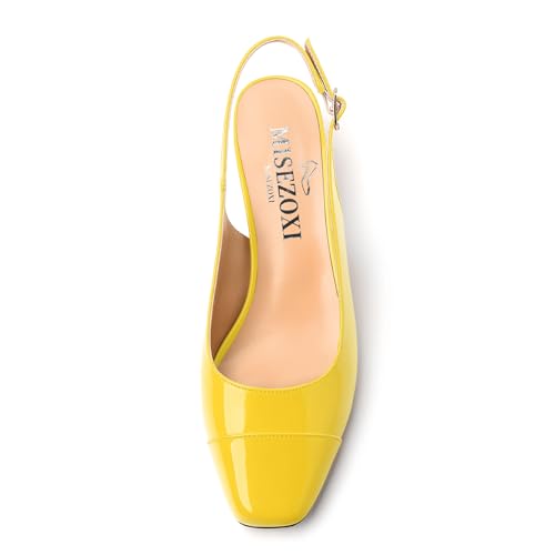 Women's Slingback Pumps, Low Chunky Heels Square Toe Pumps for Women, Block Heels Dress Shoes Closed Toe Comfortable Wedding Work Pump Sandals3