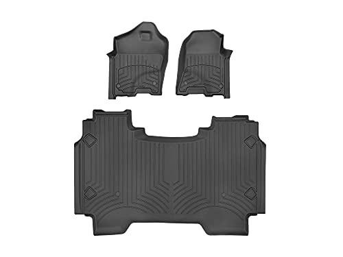 WeatherTech FloorLiner HP Custom Fit Floor Mats for Dodge Ram Truck 1500, Ram 1500 1st & 2nd Row (441428-1-2IM), Black