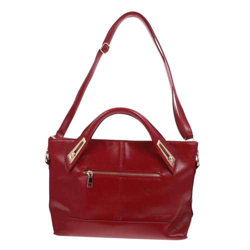 Cabas cuir véritable rouge foncé pour accompagner vos journées de travail