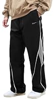 Y2k baggy sweatpants for men and teen boys, lightweight, soft and comfortable to wear Trendy straight leg trousers with side stripes design for men, showing Y2K fashion and casual style Loose fit, leisure, casual and sporty style, a sense of fashiona...