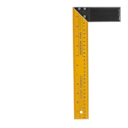 CashMuch Righello angolare angolare a L, 300 mm, 90 gradi, per lavorazione del legno, carpenteria e costruzione, in acciaio temprato con manico in lega di alluminio, giallo e nero