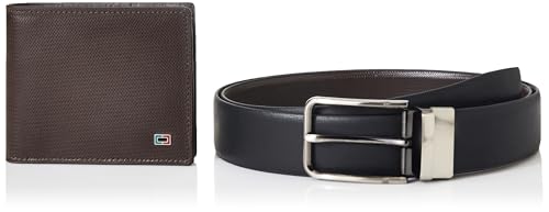 Image of Peter England Men's Reversible Leather Belt & Leather Wallet Combo - Premium Set
