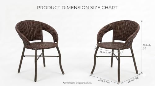 Image of Grand Living 2-Piece Outdoor Wicker Patio Chair Weather-Resistant Chairs Rattan for Terrace, Lawn & Garden, Balcony (Brown, 2 Chair)
