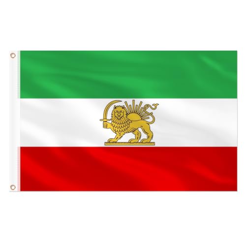 Image of AhfuLife Iran Lion Flag 3ft x 5ft for Party Decorations, 1Pc Large Iran Flags with Lion Double Sided Durable Polyester with Brass Eyelets for World Cup Home Garden Street Decorations Indoor Outdoor