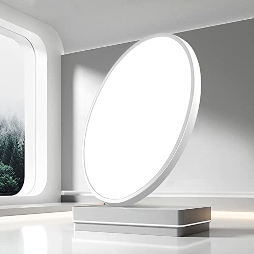 LightingWill 15.7 Inch LED Flush Mount Ceiling Light Fixture, 6000K Cool White, 3800LM, 32W, Flat Modern Round Lighting Fixture, 320W Equivalent White Ceiling Lamp for Kitchens, Bedrooms.etc.
