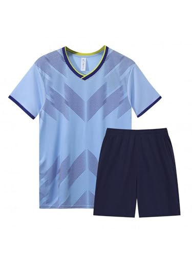 Kids Quick Dry Sport Outfits Short Sleeve Contrast Color Shirts And Shorts Football Basketball Training Suit3