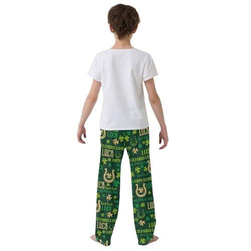 ZZXXB Good Luck Shamrock Boys Long Pants Soft Trousers Elastic Waist Kids Lounge Bottoms with Pockets S-XL3
