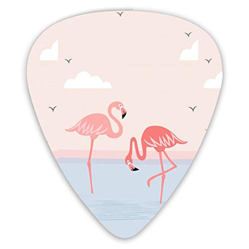 Guitar Picks Flamingo Pattern Sunset Premium Picks Sampler Includes Thin Medium And Heavy Gauge Unique Guitar Gift For Bass Electric Acoustic Guitars (12 Count)