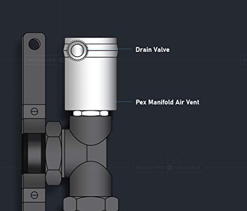 Image of Midline Valve NQF200 PEX 1 /2 in. Air Vent Drain Valve; for Radiant Heating Manifold