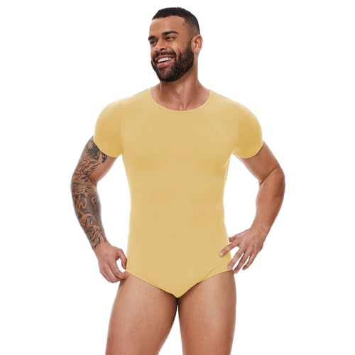 Mens Short Sleeve Bodysuit Romper Pajamas For Men Button Crotch Onesies-Basic Onesies