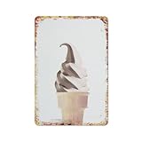 Ice Cream Chocolate And Vanilla Soft Serve Ice Cream Swirl Cone Twist Cone Fun Office Wall Art Poster Coffee Bar Tin Sign Cubicle Decor Desk Home Gift Vintage Decor Metal Logo 12 * 8 inch