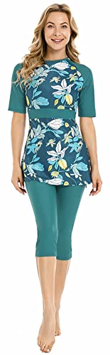 Guardia de erupción para Mujer Traje de baño Modesto para niñas Manga Corta Bikinis Trajes de baño de Surf Burkini (K7, XL)