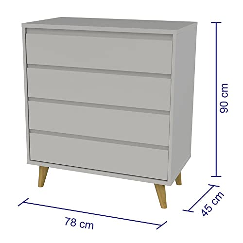 Comoda Lorena 4 Gavetas Carolina Baby Cinza Fosco