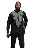 D'IYANU | Dubaku African Dashiki for Men – Traditional African Attire – Embroidered Shirt in Regular & Plus Sizes Black