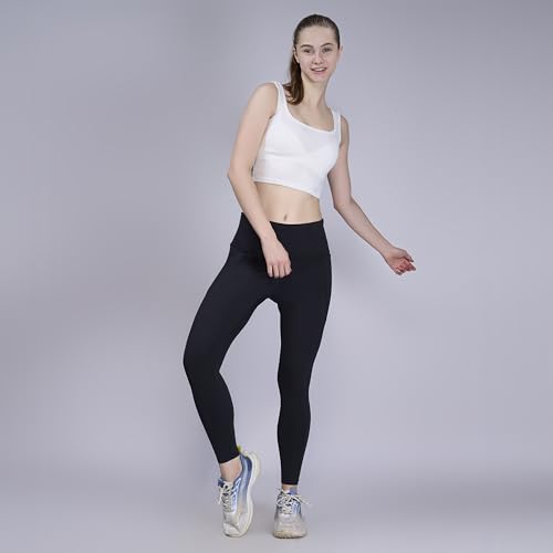 Image of HERSENSE Women's High Waisted Leggings with 2 Deep Pockets | Stretchable Activewear Tights for Gym, Yoga, Running & Workout | Comfortable Fit Black