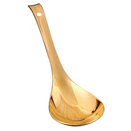 COLLBATH Brass Soup Spoon and Rice Scoop Non Stick Kitchen Utensil for Deep Design for Minimal Leakage Stylish and Practical for Serving and Cooking