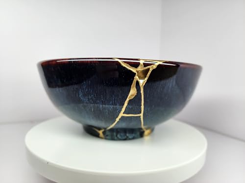 Kintsugi Style Ceramic Bowl – Handmade Modern Pottery with Golden Cracks, Unique Wabi-Sabi Home Décor & Meaningful Gift (Large) - Image 6