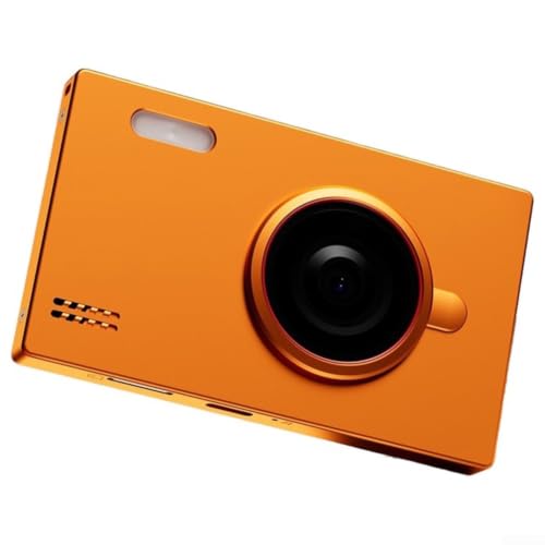 Cámara digital de 80 MP naranja con grabación de video 4K y flash LED para principiantes