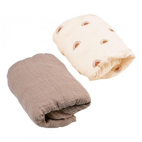 2 Pack Basket Sheets 80x40 cm, Muslin Bassinet Sheet for Boys and Girls, Baby Crib Fitted Sheets Fit for Oval Rectangle Matress