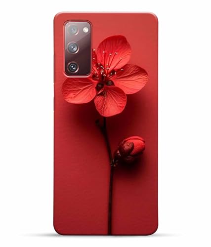 Image of Printed Hard Back Case Cover & Compatible for Samsung Galaxy S20 FE 5G / Samsung S20 FE 5G | Red Flower Painting (Multicolor) - D1195