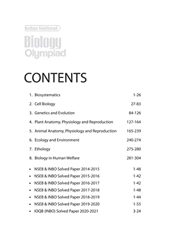 Indian National Biology Olympiad (Old Edition)