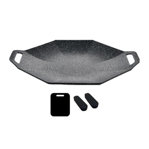 Parrilla para placa de cocina con revestimiento de piedra médica, resistente al calor, para el hogar y al aire libre, portátil, fácil de limpiar, con orificio para aceite