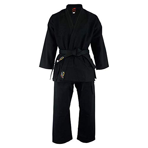 Playwell Karate Deluxe Plata Marca 10oz Uniforme - Negro - Negro, 3/160cm